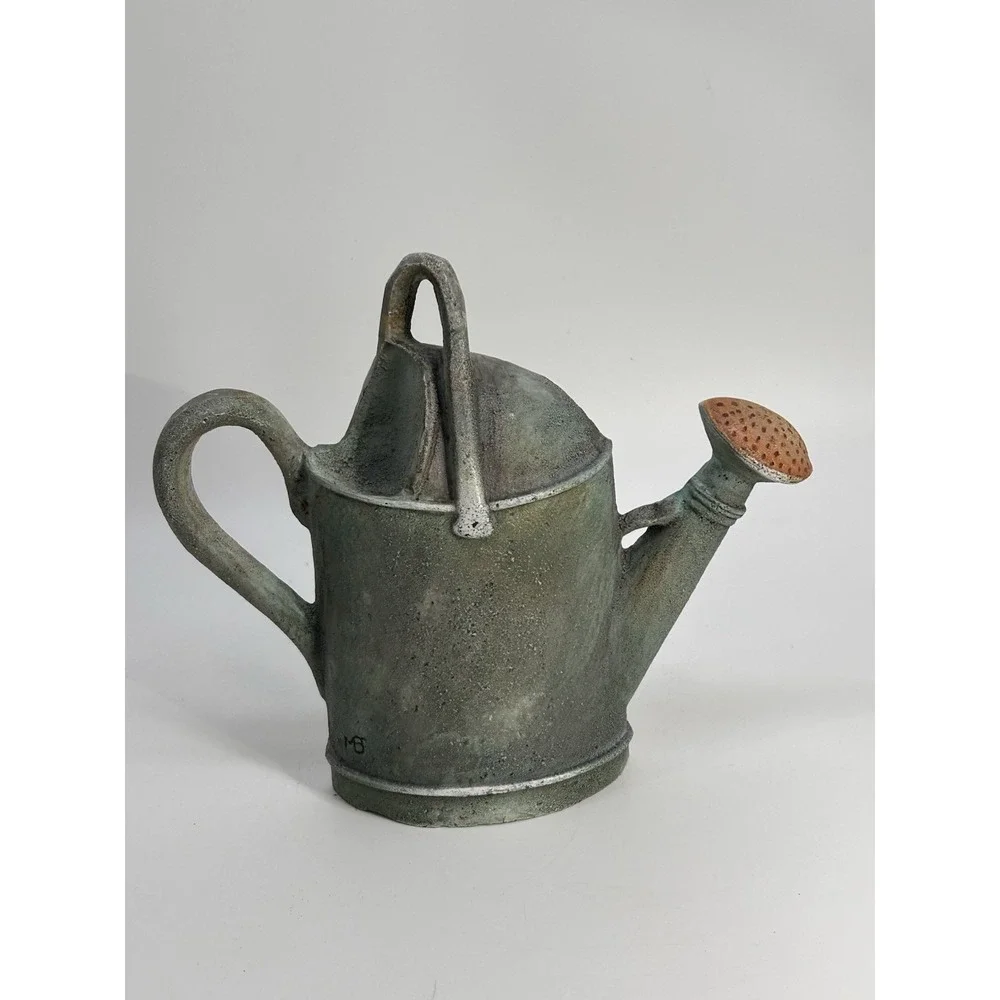 Vintage Marjolein Bastin Cast Iron Green Watering Can Doorstop 6.5